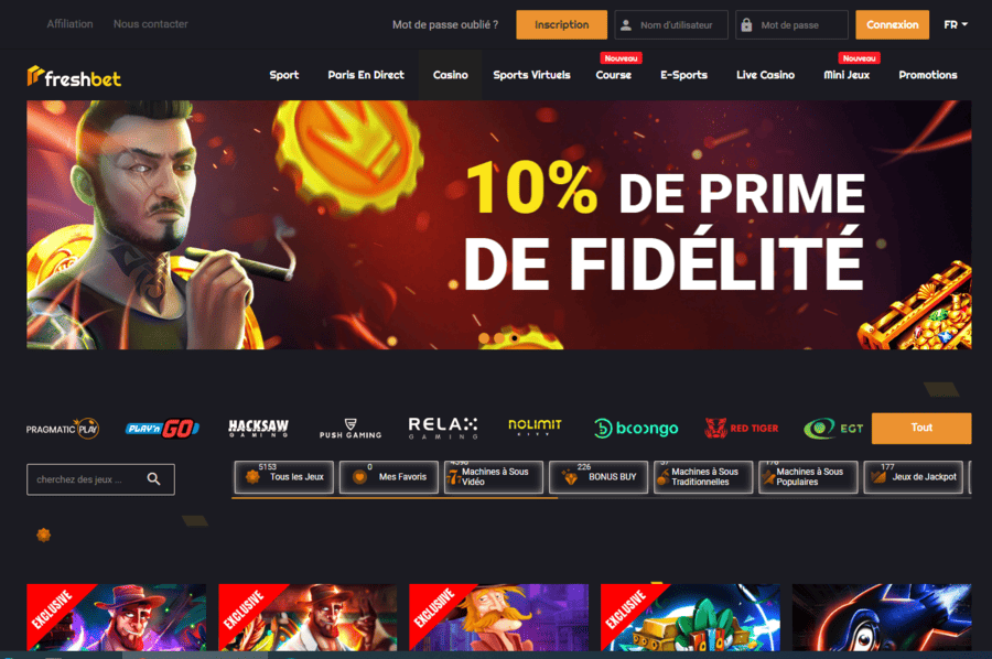 Promotion du Casino Freshbet en France.