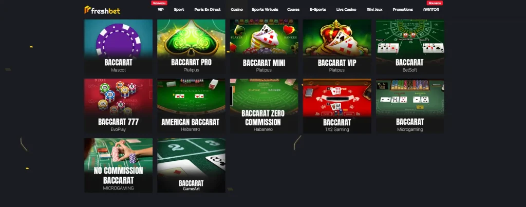 Freshbet Baccarat.